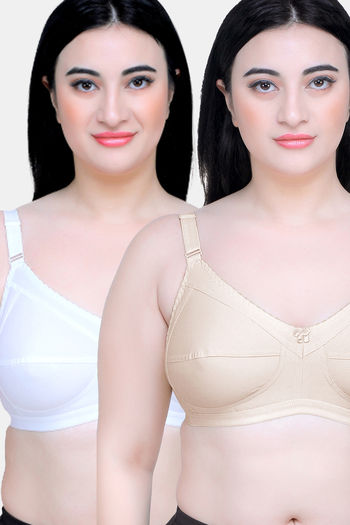 Buy Maroon Clothing Single Layered Non Wired Full Coverage Minimiser Bra (Pack of 2) - Multicolor